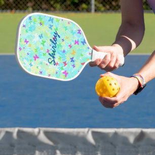 Raquette De Pickleball Papillons et marguerites colorés par Shirley Taylo