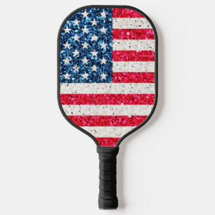 Raquette De Pickleball Parties scintillant Bleue Rouge Patriotique Améric