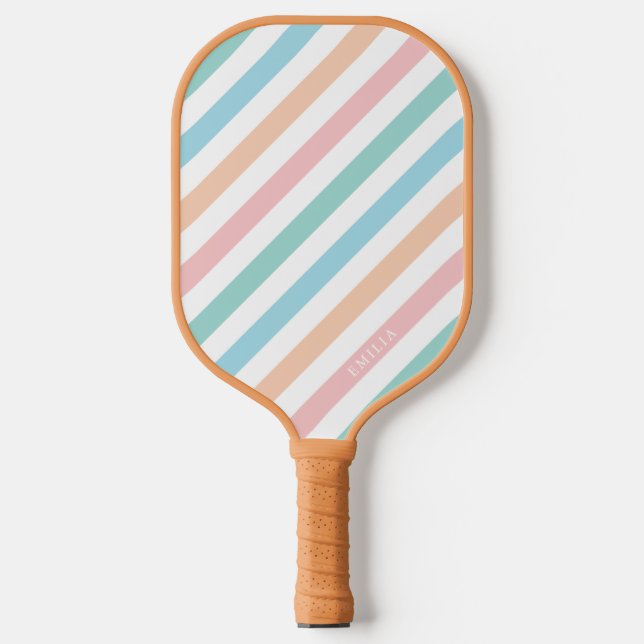 Raquette De Pickleball Pastel Rainbow Pickleball Stripé Paddle (Recto)