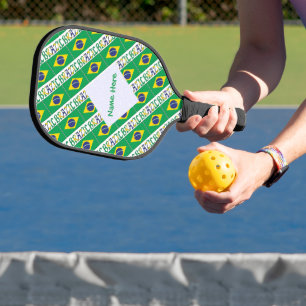 Raquette De Pickleball Pavé de drapeau brésilien de personnalisation vert