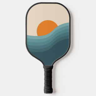 Raquette De Pickleball Paysage abstrait de style rétro