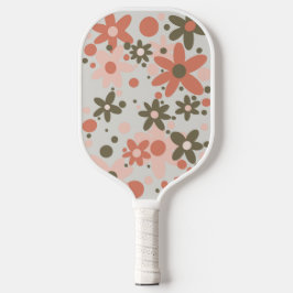 Raquette De Pickleball Pêche, corail, fleurs vertes
