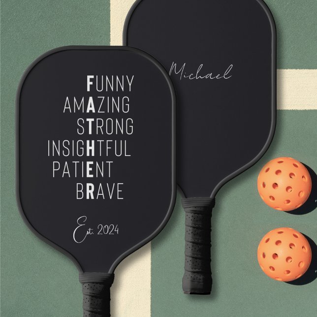 Raquette De Pickleball Père cool Définition Nom Personnalisé Noir Et Blan (Créateur téléchargé)