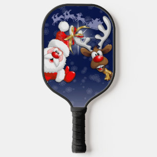 Raquette De Pickleball Père Noël et Reindeer Joyeux Noël Joyeux dessin an