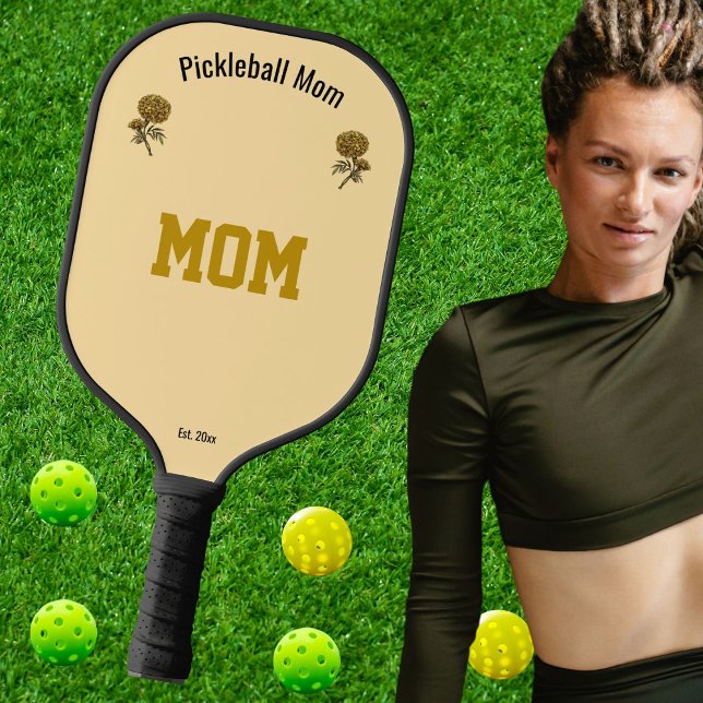 Raquette De Pickleball Personalize Cool Beige Elegant Pickleball Mom Gift (Créateur téléchargé)