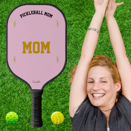 Raquette De Pickleball Personalized Mom Name Elegant Sports Pink Design