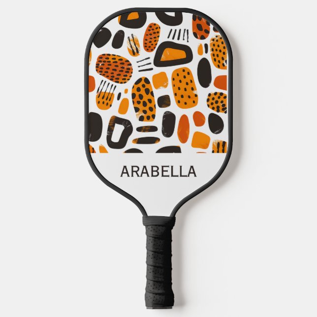 Raquette De Pickleball Personnalisable Gras Abstrait rétro moderne géomét (Recto)