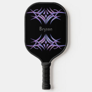 Raquette De Pickleball Personnalisé Conception Tribale Violette sur Noir