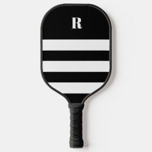 Raquette De Pickleball Personnalisé noir et blanc rayé