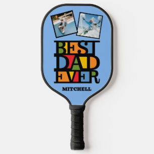 Raquette De Pickleball Personnalisé Nom & 2 Photos MEILLEUR PAPA JAMAIS