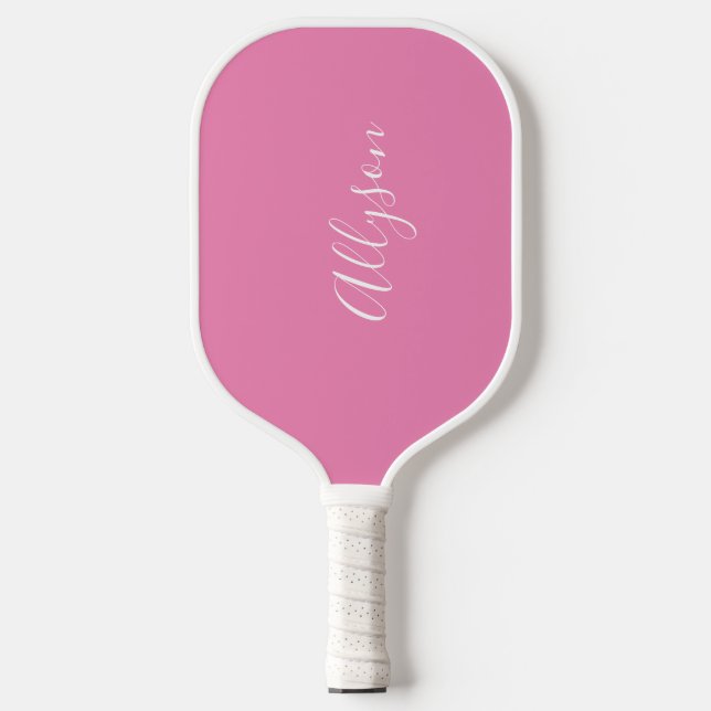 Raquette De Pickleball Personnaliser le nom, script blanc, vertical sur r (Recto)