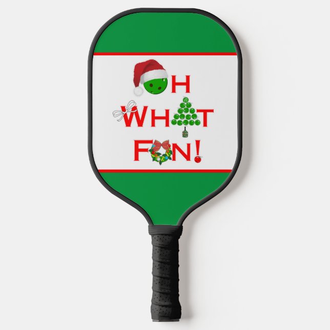 Raquette De Pickleball Pickball Noël Oh Quel Amusant Rouge Vert Blanc (Recto)
