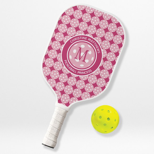 Raquette De Pickleball Pickleball Princess Nom du devis personnalisé Prem (Pickleball Princess Custom Quote Name Initial Pink Pickleball Paddle)