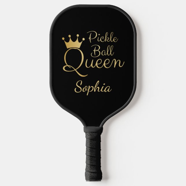 Raquette De Pickleball Pickleball Queen Black et Gold avec nom (Recto)