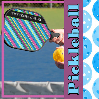 Raquette De Pickleball Pickleball Stripes violet Turquoise Personnalisé