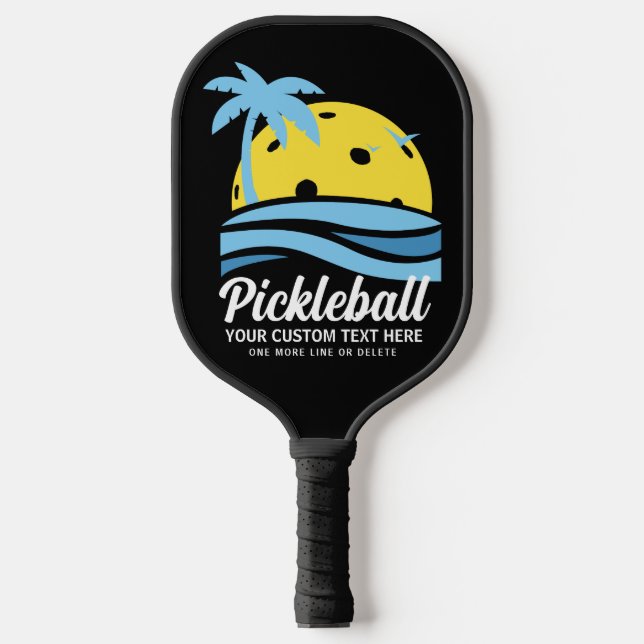 Raquette De Pickleball Pickleball tropical palmiers Sun Ajouter Texte per (Recto)