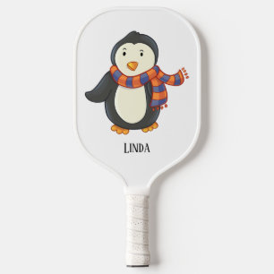 Raquette De Pickleball Pingouin violet orange rayé Nom de l'écaille d'hiv