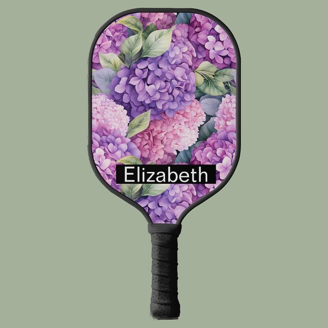 Raquette De Pickleball Pink and Purple Hydrangea Flower Personalized (Créateur téléchargé)
