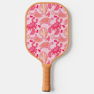 Raquette De Pickleball Pink Orange Lobster Under the Sea