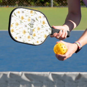 Raquette De Pickleball Pissenlits Fleurs Jaunes Blanches Faire Un Vœu