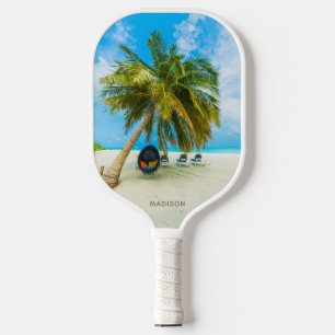 Raquette De Pickleball Plage aux Maldives nom personnalisé