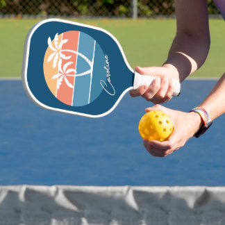 Raquette De Pickleball Plage de l'île tropicale personnalisée Coucher de