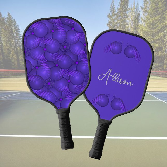Raquette De Pickleball Planètes violettes et éclairs, coutume (Créateur téléchargé)