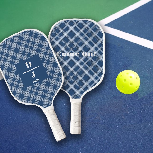 Raquette De Pickleball Plaques bleues Cobalt Initiales personnalisées (Créateur téléchargé)
