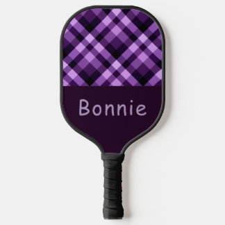 Raquette De Pickleball Plum Violet Plaid Monogramme Pickleball Paddle