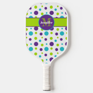 Raquette De Pickleball Pointe Polka personnalisée, Chaux Carré, Violet, T