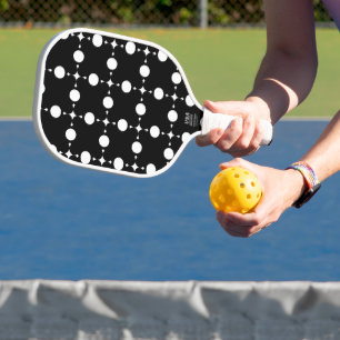 Raquette De Pickleball Pois blancs, Motif à points Polka, points, pointil