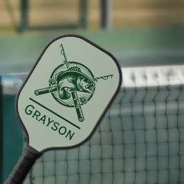 Raquette De Pickleball Pole et poisson de pêcheurs verts personnalisés