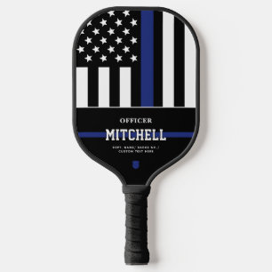 Raquette De Pickleball Policier personnalisé Ligne Bleue Mince