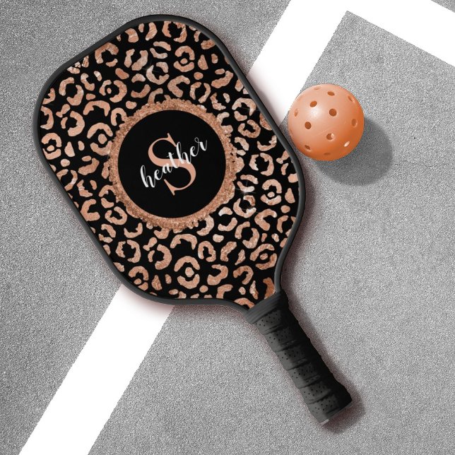 Raquette De Pickleball Poster de animal Monogram Leopard (Créateur téléchargé)