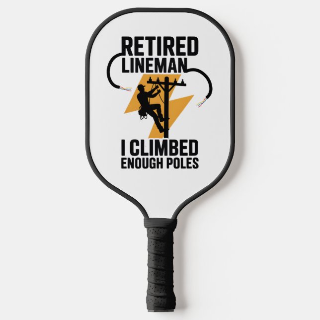 Raquette De Pickleball Power Line Worker Black Gold Lightning Graphic (Recto)