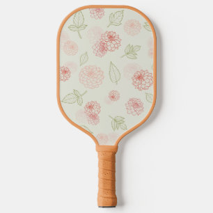 Raquette De Pickleball Preppy rose et ligne verte Art Dahlia