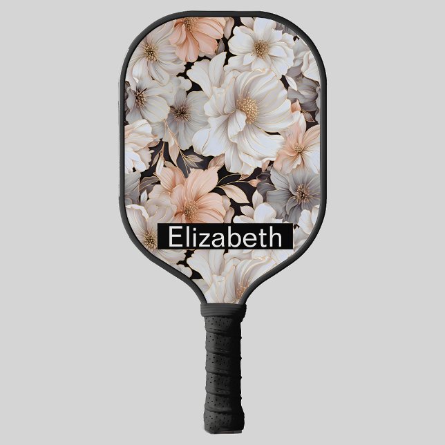 Raquette De Pickleball Pretty Peach and White Peony Personalized (Créateur téléchargé)