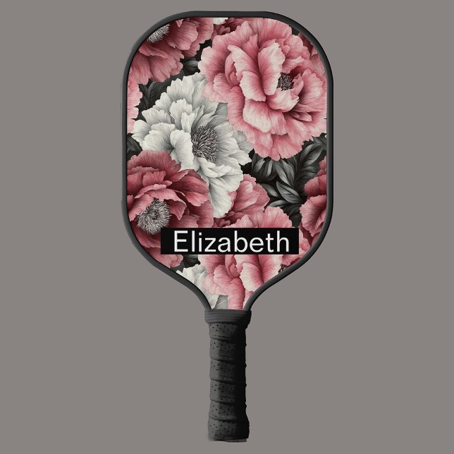 Raquette De Pickleball Pretty Pink and White Peony Personalized (Créateur téléchargé)
