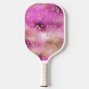 Raquette De Pickleball Purple Gold Disco Ball Retro 70's