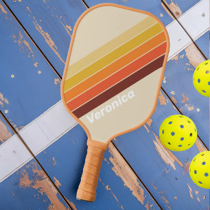 Raquette De Pickleball Rayé Rétro avec Nom