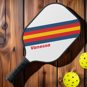 Raquette De Pickleball Rayures de Montagne Rétro avec Nom