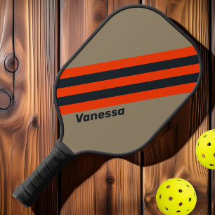 Raquette De Pickleball Rayures de Prairie Désertique Rétro avec Nom