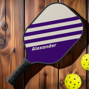Raquette De Pickleball Rayures de vigne de raisin de sport vintage avec n