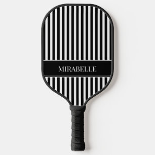 Raquette De Pickleball Rayures noires et blanches personnalisées modernes