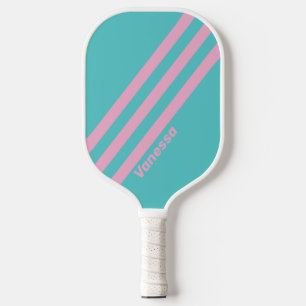 Raquette De Pickleball Rayures Rétro de South Beach avec Nom