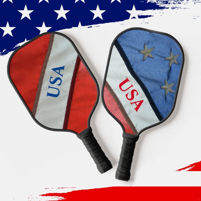 Raquette De Pickleball Red White and Blue Stars and Stripes American Flag (Créateur téléchargé)