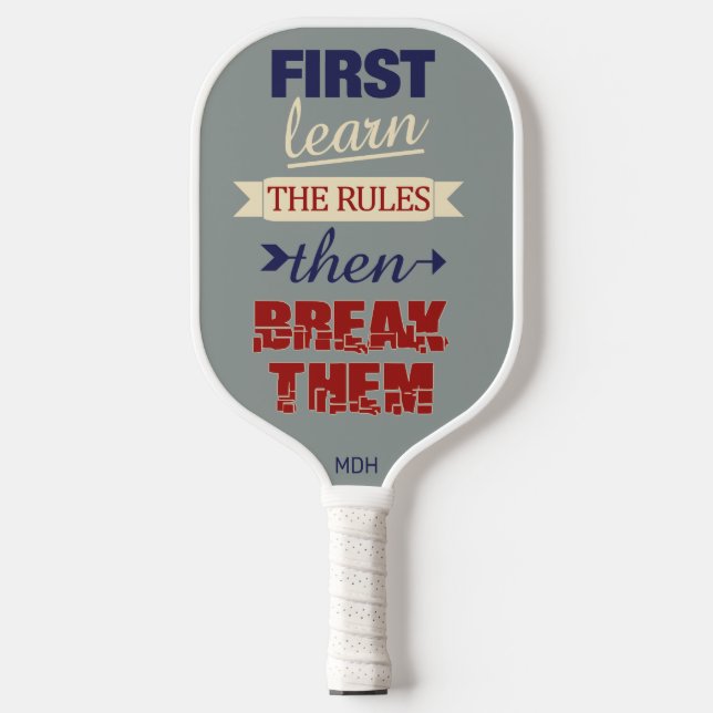 Raquette De Pickleball Règles de rupture monogramme personnalisé (Recto)