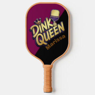 Raquette De Pickleball Reine Dink violette et noire nom personnalisé