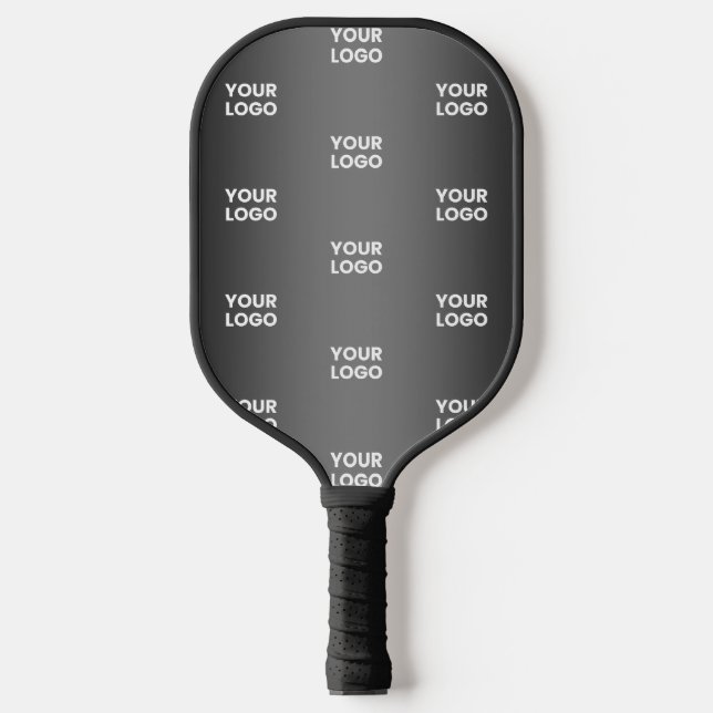 Raquette De Pickleball Répétition du logo de l'entreprise | Gradient noir (Recto)