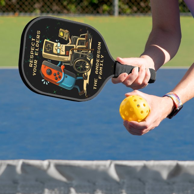 Raquette De Pickleball Respect Your Elders Gaming Control Retro Funny (Insitu)